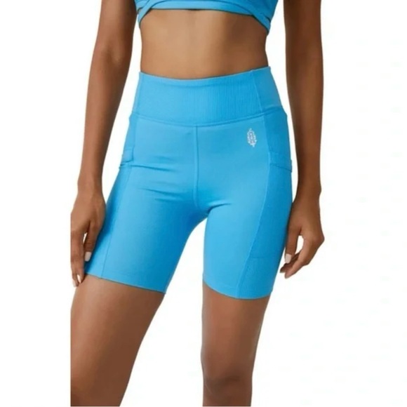 FP Movement by Free People Pants - NWT FP Movement Instant Replay Varsity Blue Bike Shorts Pockets XS/S
